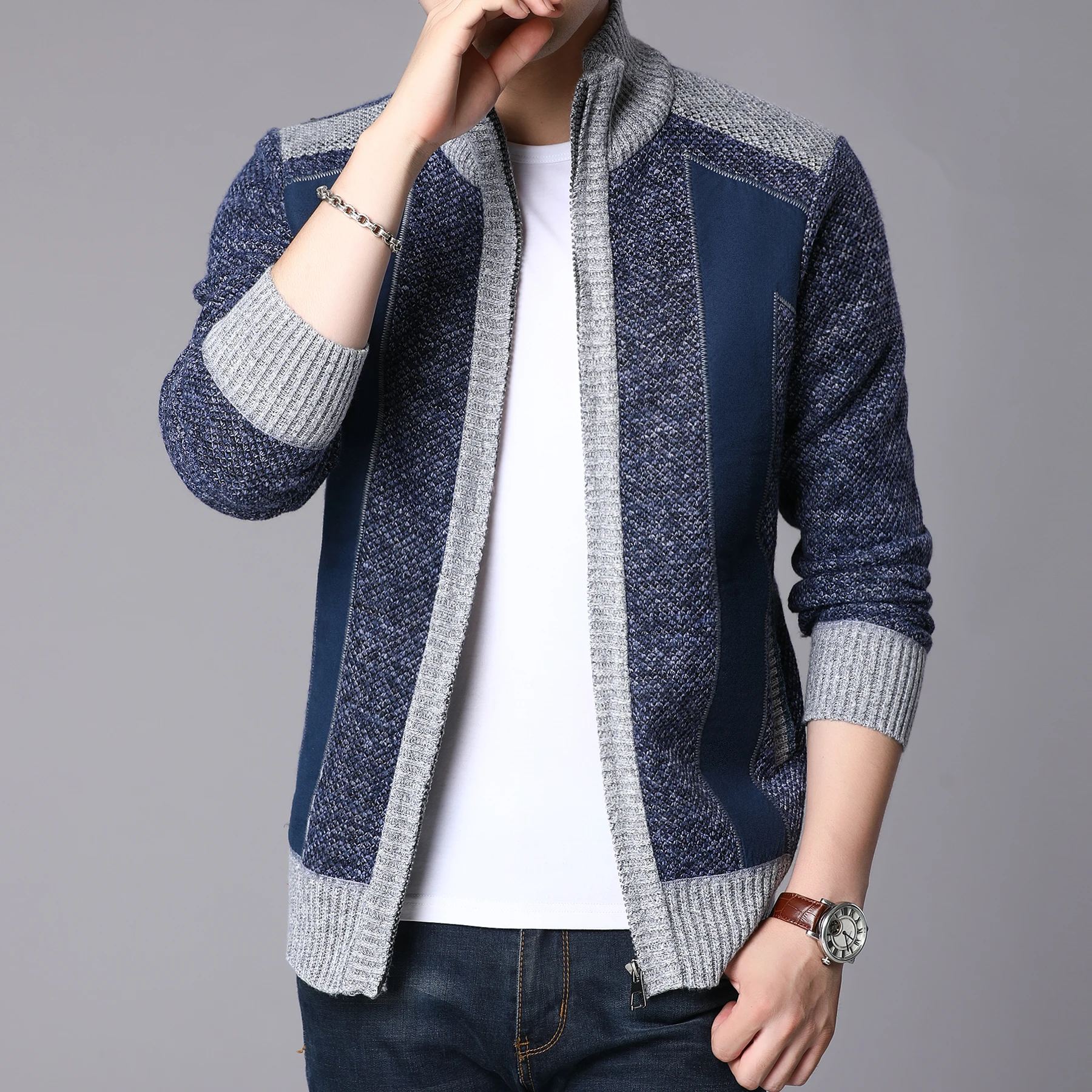 Top Trends: Covrlge Winter Thick Warm Sweater Men Patchwork Cashmere Wool Liner Zipper Coat Men Cardigan Jumpers Fleece Coats Men MWK014 Shoppable Styles