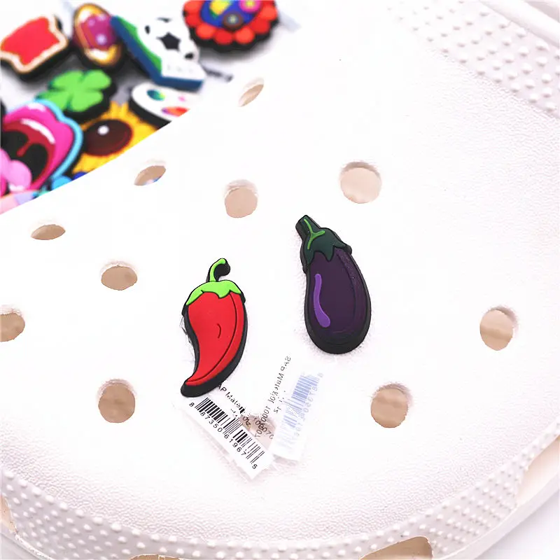 Top Trends: High Quality Shoe Charms Cute Chili And Eggplant PVC Shoes Decorations Sandals Accessories For Kids Party Gifts F22AL Shoppable Styles