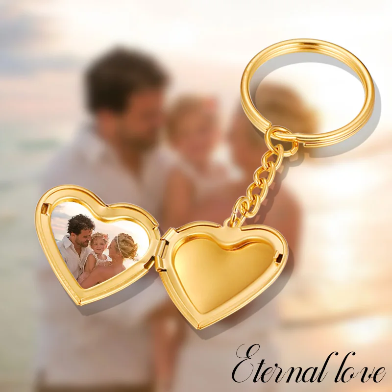 Top Trends: Custom Photo Folding Heart Locket Keychain Stainless Steel Locket Personalized Gift Family Photo Key Chain Shoppable Styles