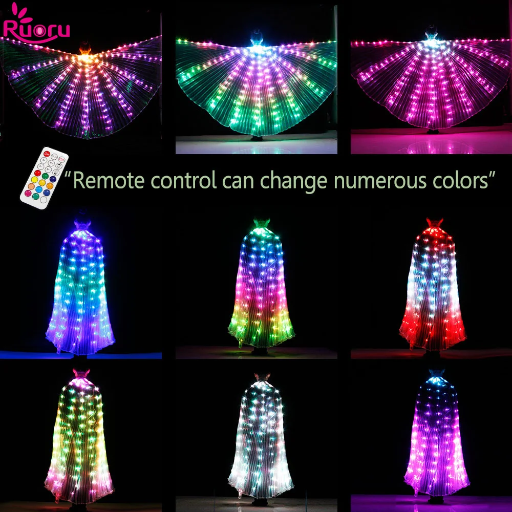 Top Trends: Ruoru Rainbow Color Alas Led Wing With Remote Control Led Isis Wings Dancewear Circus Led Light Luminous Wings Costume Shoppable Styles