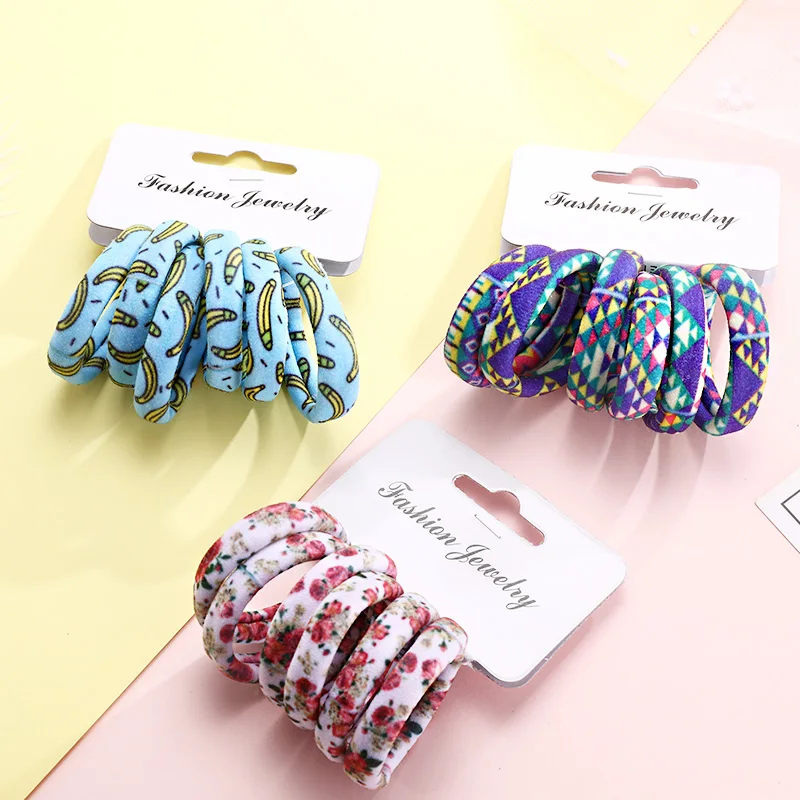 Top Trends: 6PCS / Pack Scrunchie Gum For Hair Rubber Bands Ponytail Holder New Women Print Cotton Elastic Hair Bands Fashion Hair Accessories Shoppable Styles - Image 5