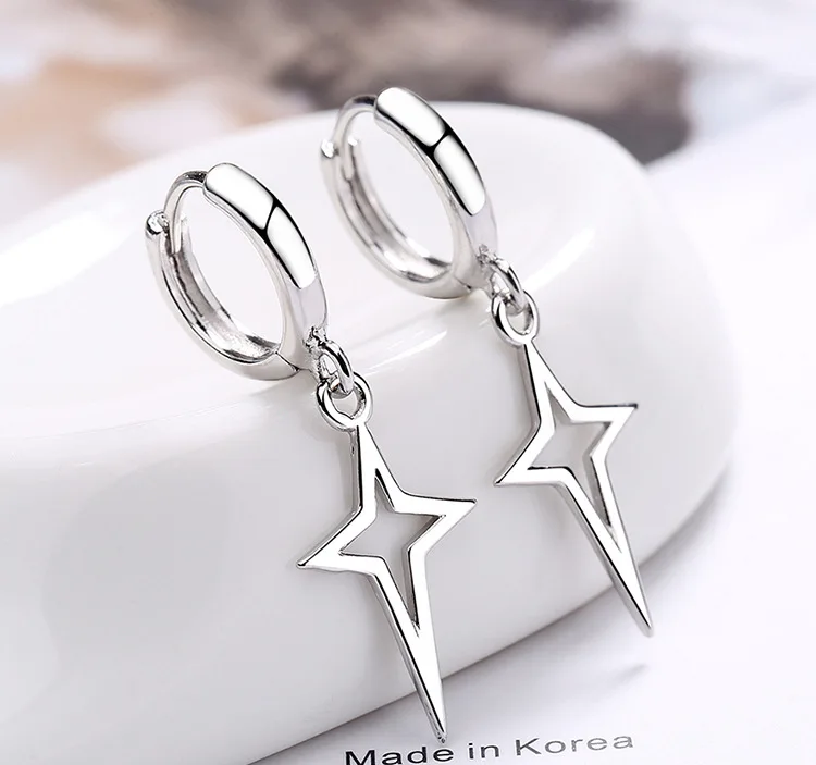 Top Trends: Gothic Punk Style Copper Metal Drop Earrings Black / Silver Color Stars Cross Pendientes Fashion For Women Men Rock Jewelry Shoppable Styles