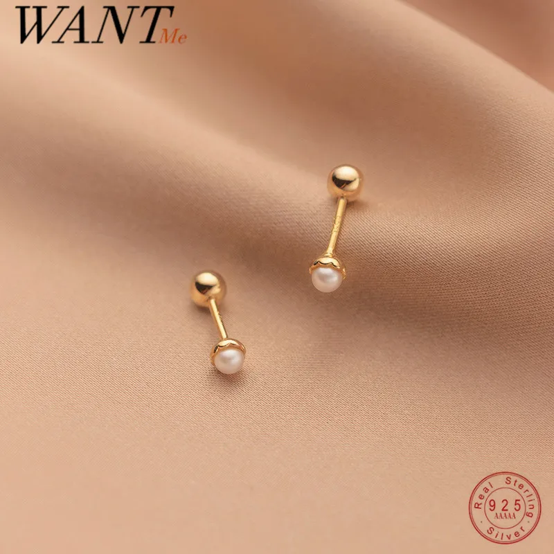 Top Trends: WANTME 925 Sterling Silver Simple Sweet Shell Spiral Beads Small Stud Earrings For Women Fashion Korean Party Piercing Jewelry Shoppable Styles