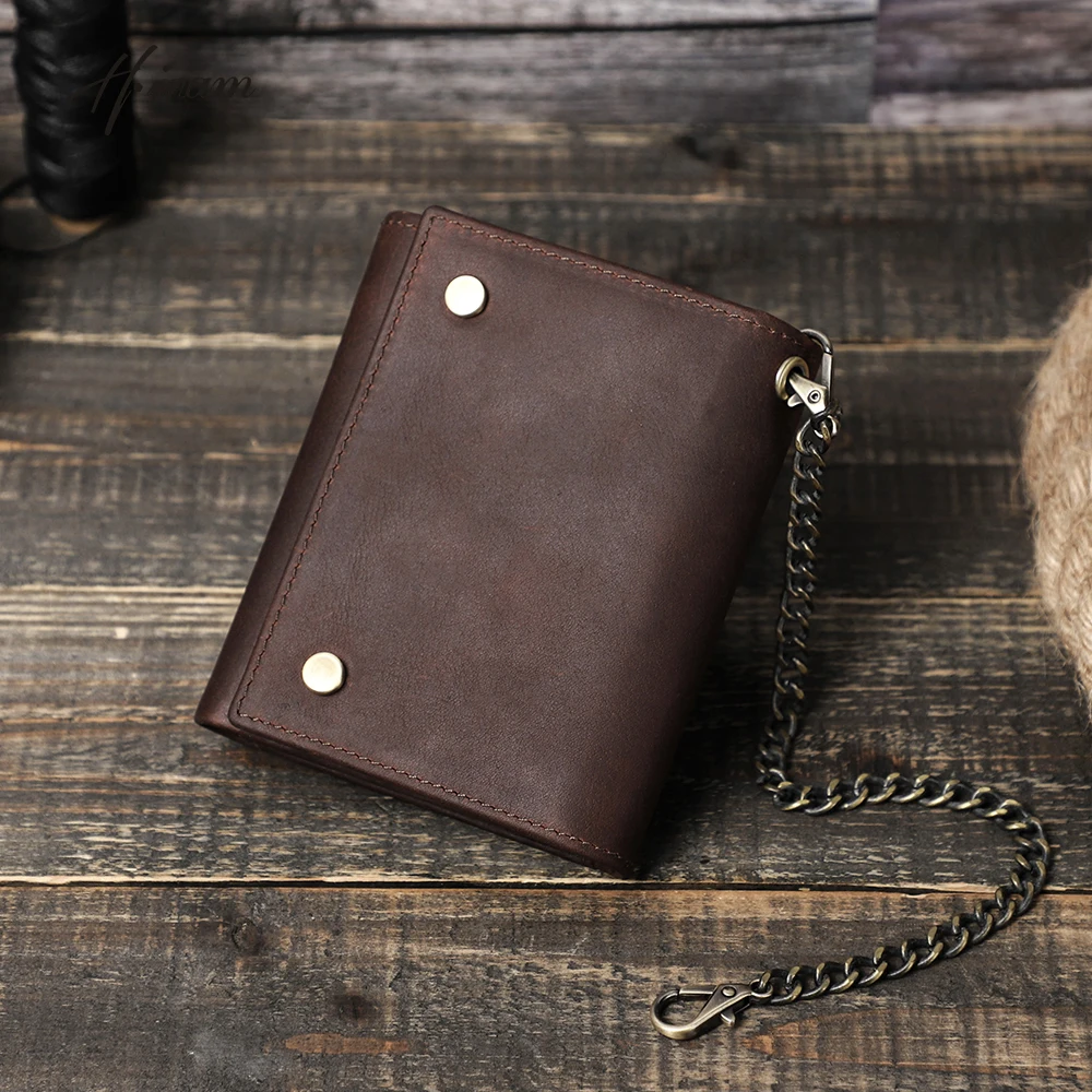 Top Trends: 2021 Men Wallets Genuine Leather Short Card Holder Chain Men Purse PORTFOLIO High Quality Brand Male Wallet Name Customized Shoppable Styles