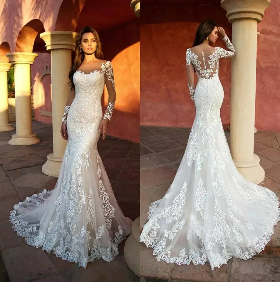 Top Trends: DREAM Vintage Mermaid Wedding Dress Long Sleeves Lace Elegant Wedding Gown New Robe De Mariage Sweep Train Bride Dresses Shoppable Styles