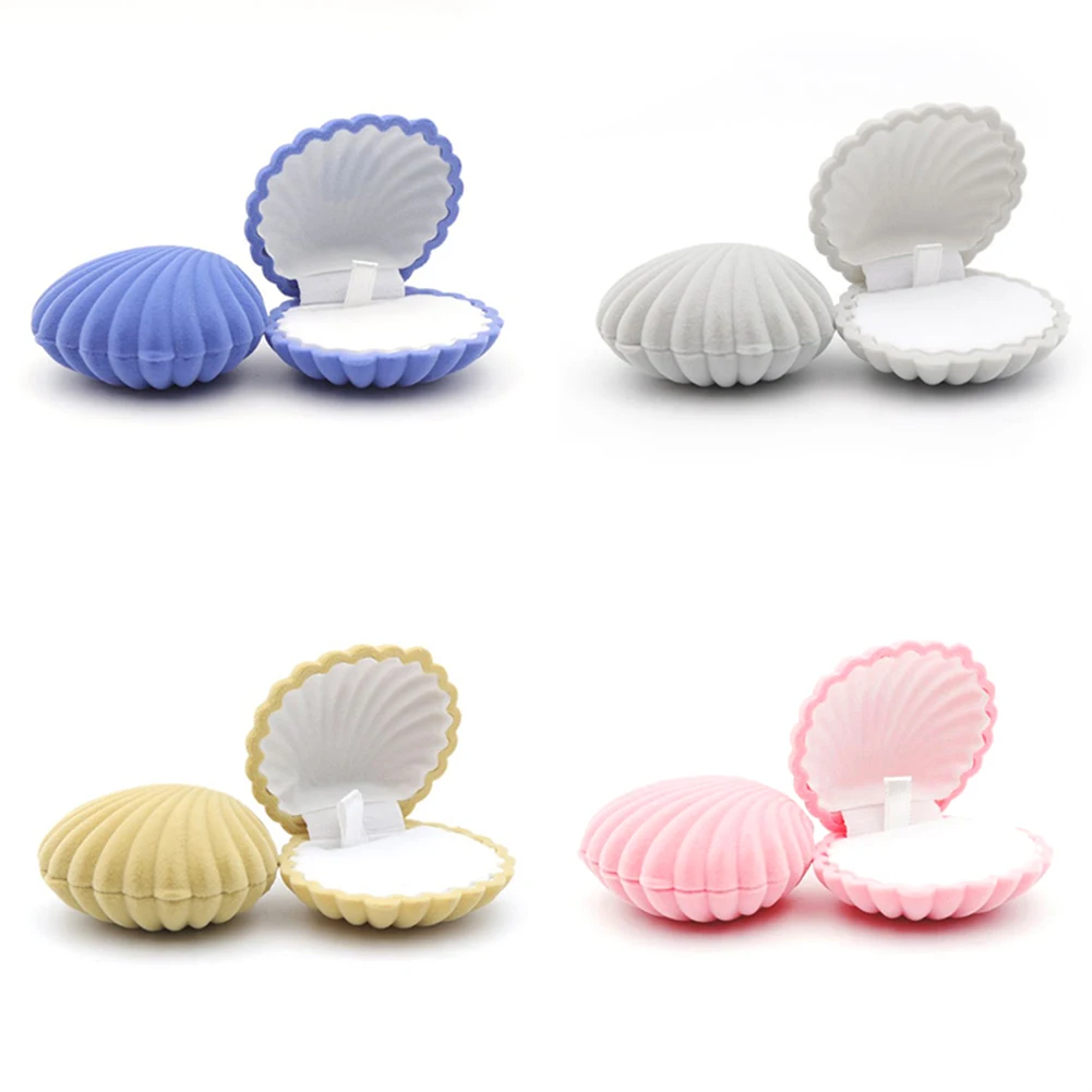 Top Trends: Creative Sweet Shell Shape Gift Box Holder Jewelry Box Velvet Wedding Engagement Ring Box For Earrings Necklace Bracelet Display Shoppable Styles