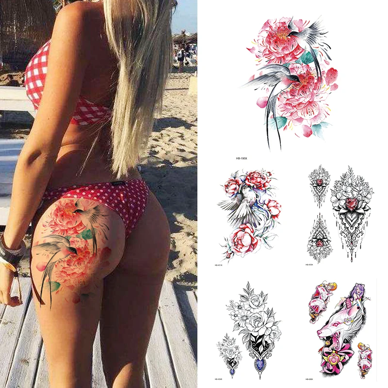 Top Trends: Peony Rose Temporary Tattoo Stickers, Women Body Art Tattoo, Girl Back Breast Tatoos Flower Shoppable Styles