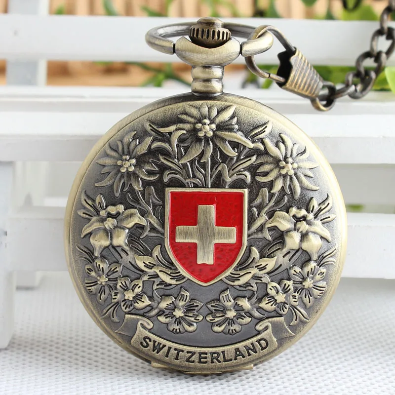 Top Trends: Bronze Antique Mechanical Pocket Watch Retro Swiss Watch Red Cross Classic Men&#039;s And Women Pocket Watches Birthday Gift TJX094 Shoppable Styles