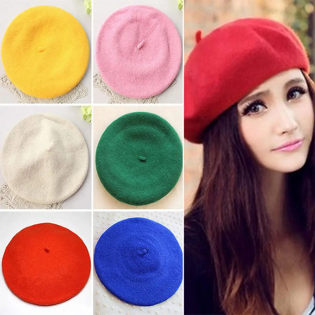 Top Trends: Fashion Classic Solid Color Winter French Style Beret Artist Hat Wool Felt Casual Women Cap Comfortable Xmas Gift Spring Autumn Shoppable Styles