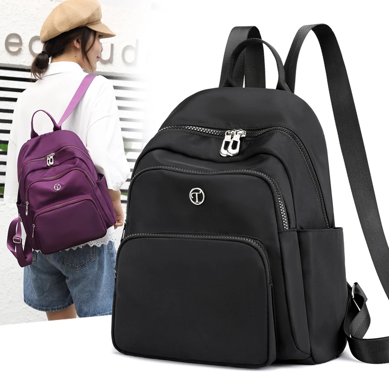 Top Trends: Vento Marea Travel Women Backpack 2020 Design School Bag For Teenage Girl Casual Shoulder Bags Female Nylon Rucksack Black Purse Shoppable Styles