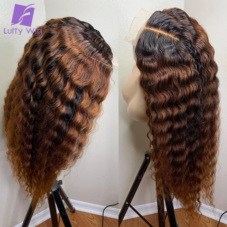 Top Trends: Ombre Colored T1B / 30 Deep Wave Wigs 13x6 Lace Frontal Human Hair Wigs For Woman Remy Brazilian Natural Hairline 180% Luffywig Shoppable Styles