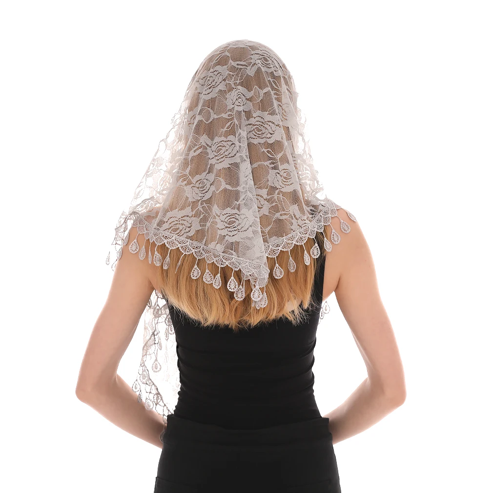 Top Trends: Embroidered Triangle Scarf For Church Shawl Catholic Church Prayer Shawl Sheer Floral Spanish Mantilla Lace Veil Wedding Cape Shoppable Styles