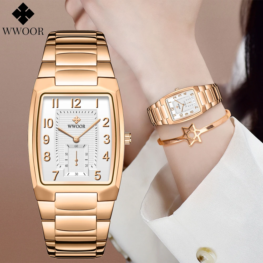 Top Trends: Fashion Women Wrist Watches WWOOR New Top Brand Luxury Creative Steel Ladies Bracelet Watch Dress Female Quartz Waterproof Clock Shoppable Styles