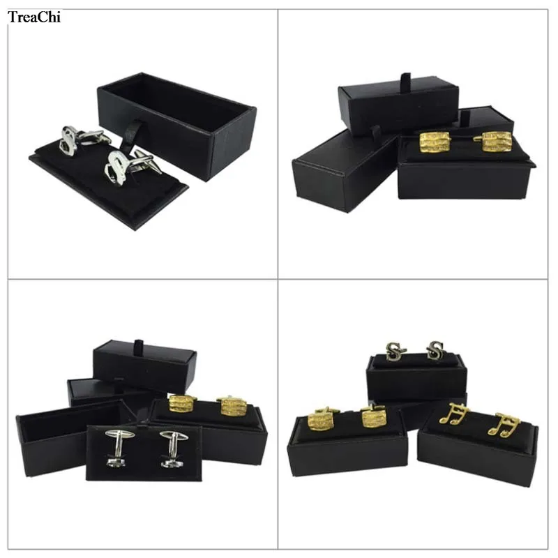 Top Trends: 60Pcs Black Cufflinks Storage Casket Mens Cufflink Jewelry Organizer Case Cuff Links Display Package Gift Box Birthday Gift Case Shoppable Styles