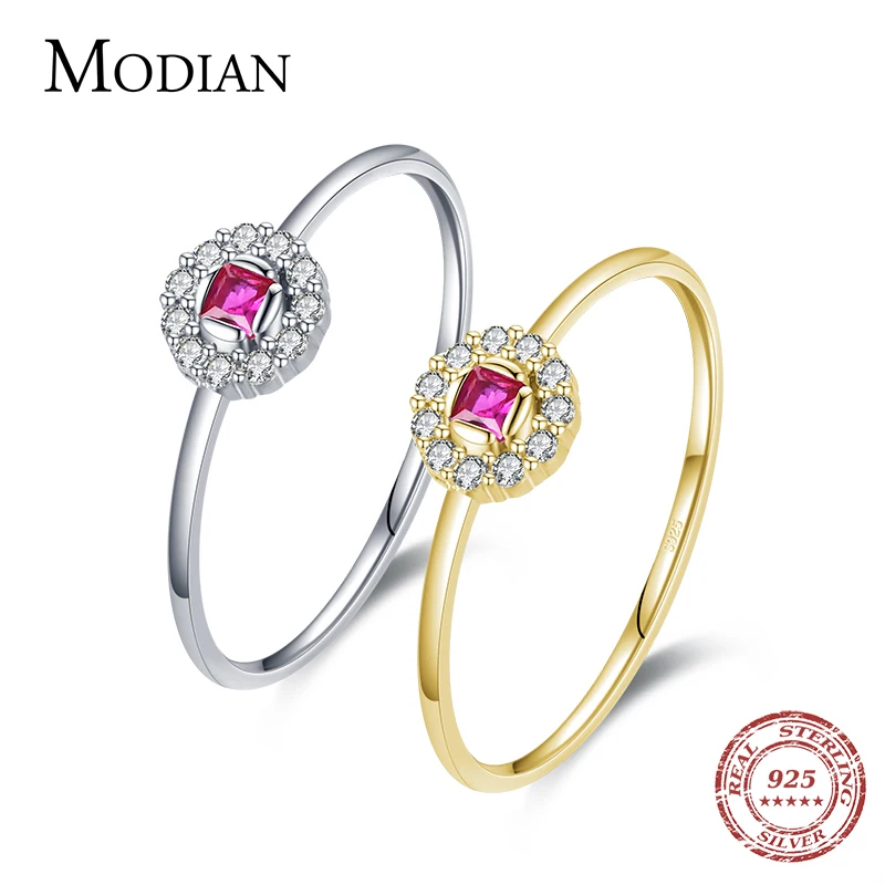 Top Trends: MODIAN Authentic 925 Sterling Silver Delicate Red Crystal Small Finger Rings For Women Wedding Band Fashion Statement Jewelry Shoppable Styles