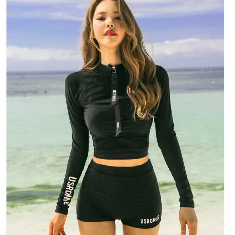 Top Trends: Sexy Swimsuit Swimwear Women Two Piece Swimsuit For Bathing Suit High Waist Bikini Set Push Up Swimwear Long Sleeve Female Swim Shoppable Styles