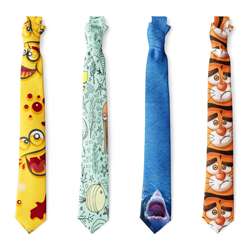 Top Trends: Cute Animal Cartoon 3d Printing Men&#039;s Tie Casual Slim High-quality 8cm Nylon Men&#039;s Women&#039;s Tie Funnny Harajuku Party Dinner Tie Shoppable Styles