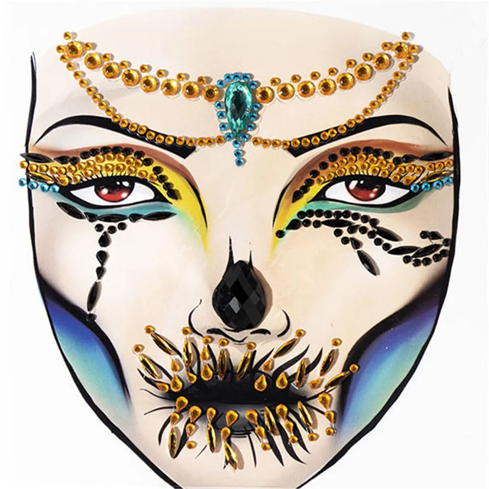 Top Trends: Halloween Face Stickers 3D Acrylic Diamond Glitter Fake Tattoo Sticker Masquerade Christmas Party Face Ornament Decoration Shoppable Styles - Image 4