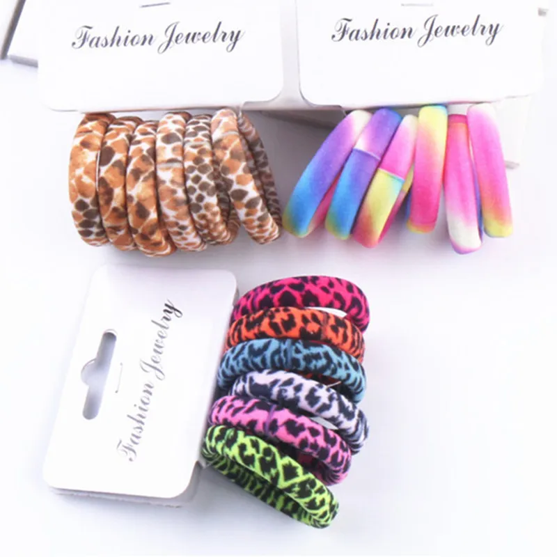 Top Trends: 6Pcs / Set High Elasticity Printed Scrunchie Women Girls Children Elastic Hair Rubber Bands Accessories Tie Hair Rope Ring Holder Shoppable Styles