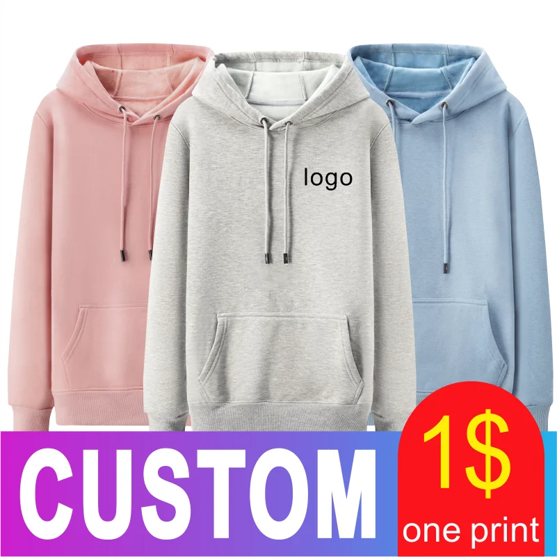 Top Trends: Customize With Own Logo Embroidery Hoodie Plain Unisex Sweatshirt 3D Print Personalized Team Family Long Sleeve Cotton Clothing Shoppable Styles