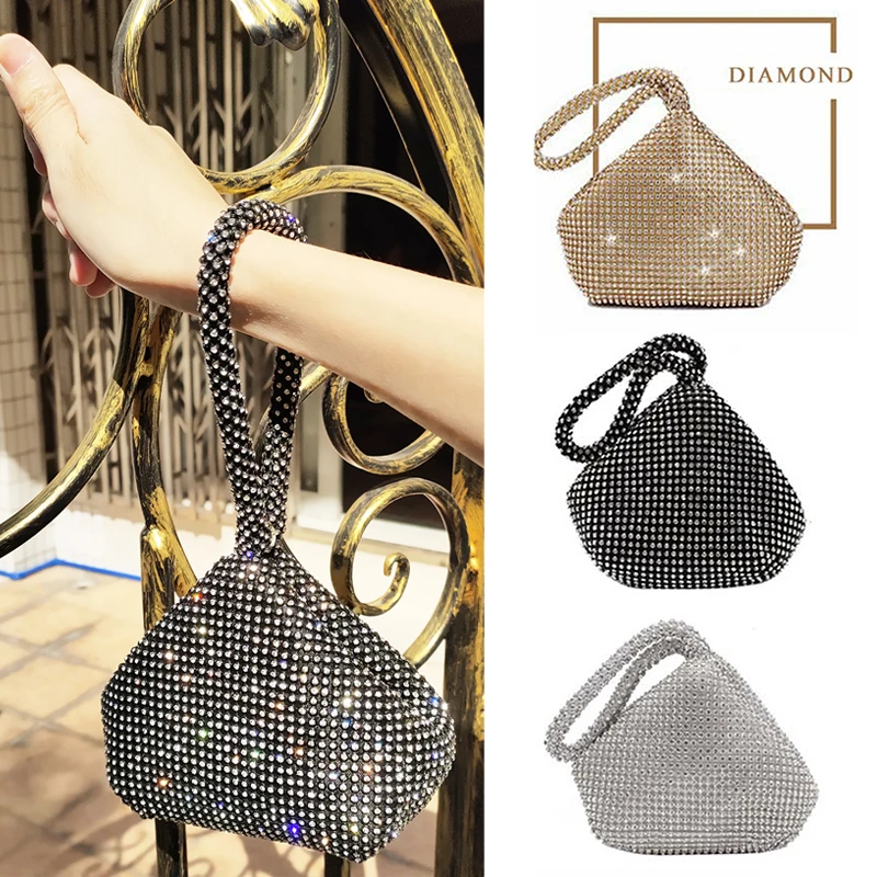 Top Trends: Soft Rhinestones Evening Bags Zipper Diamonds Mini Clutch Black Gold Silver Party Handbags Female Luxury Purse Wallets Shoppable Styles