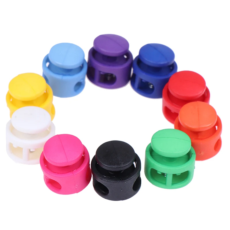 Top Trends: 10pcs / lot 2 Hole Toggle Clip Stopper Shoelace Cord Buckles Bag Parts Accessories Multi Colors Plastic Paracord Cord Lock Clamp Shoppable Styles