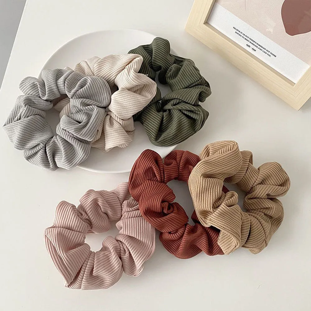 Top Trends: Top Quality Lady Winter Daily Hair Bands Stripe Scrunchies For Women Ponytail Holder Elastic Rubber Bands For Hair Schrunches Shoppable Styles