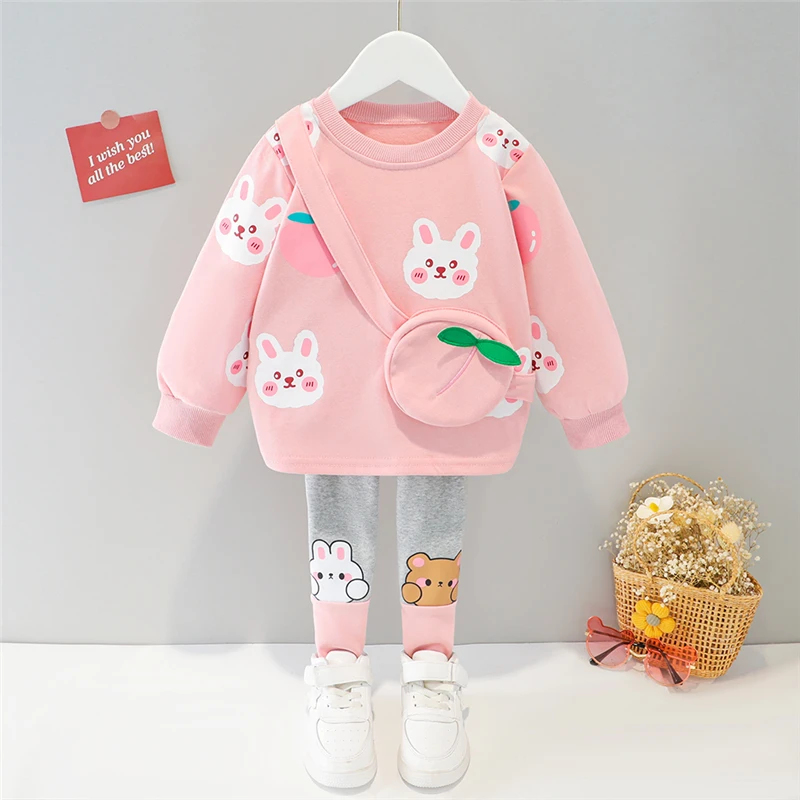 Top Trends: Spring Autumn Baby Girls Clothing Sets Kids Cartoon Rabbit Long Sleeve T Shirt Pants Children Casual Clothes Infant Outfit Shoppable Styles