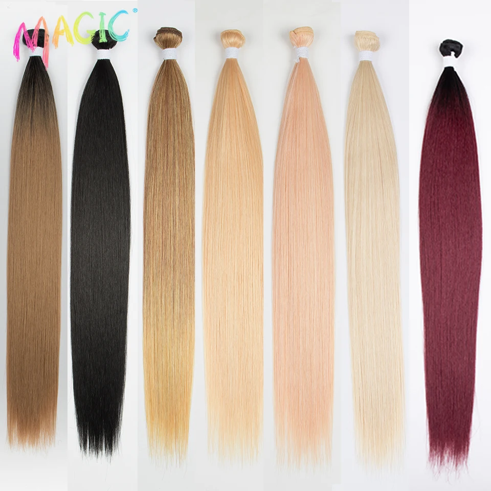 Top Trends: Magic Super Long Straight Hair Extensions Ombre Blonde Hair Bundles Soft Hair Synthetic 24 Inch Natural Hair For Women Shoppable Styles