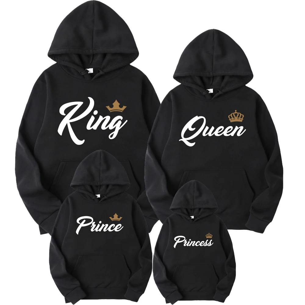 Top Trends: King Queen Prince Princess Printing Family Sweater Suit Couple Hoodie Parent-child Clothing Streetwear Hooded Sweatershirt Shoppable Styles