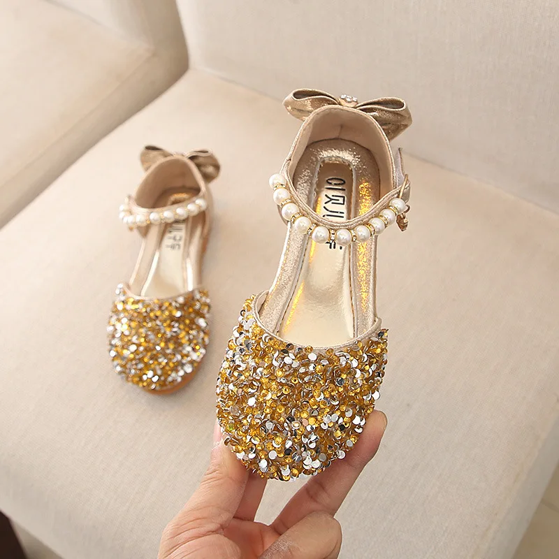 Top Trends: 2023 Summer Girls Sandals Girl Flats Princess Shoes Sequin Bow Baby Dance Show Shoes Kids Sandals Children Wedding Shoes G555 Shoppable Styles