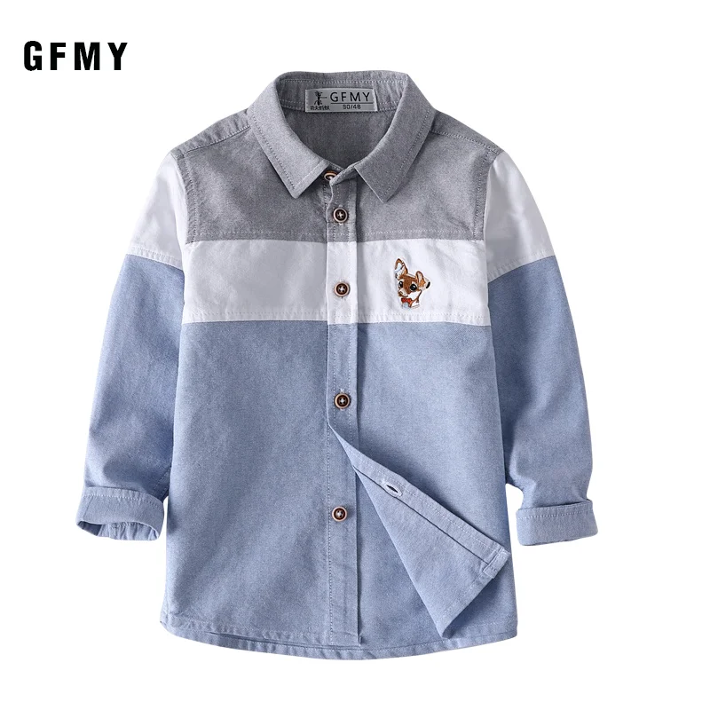 Top Trends: GFMY 2023 Spring 100% Oxford Textile Cotton Full Sleeve Embroidery Pattern Boys Shirt 3T-12T Splice Kid Casual Clothes 9012 Shoppable Styles