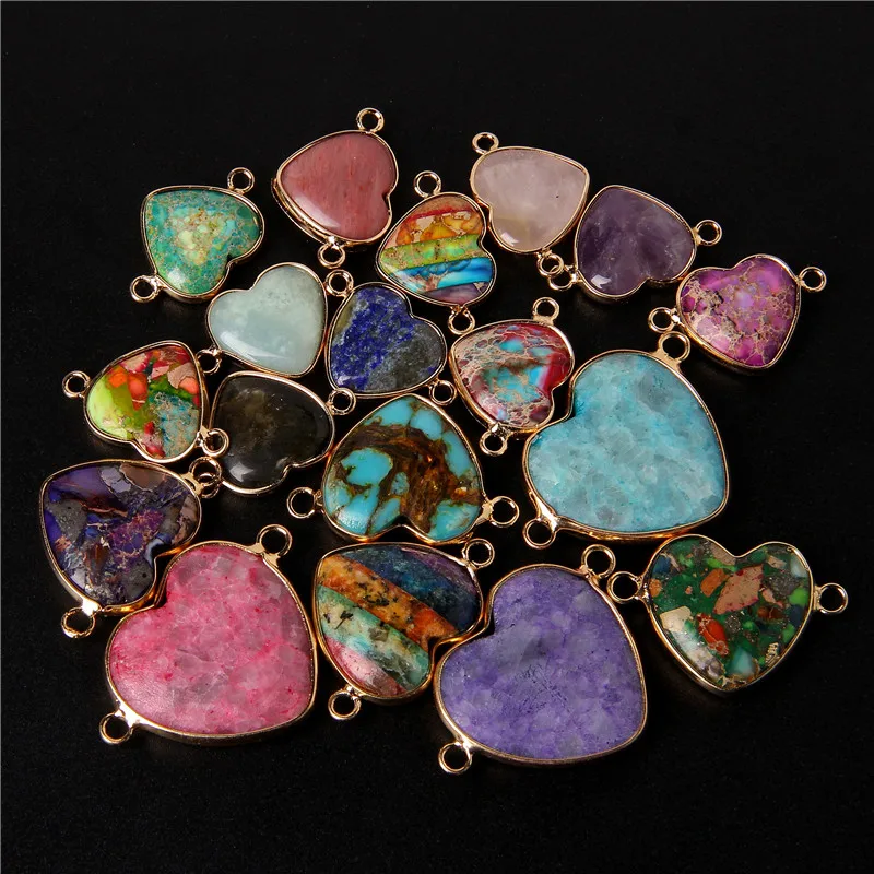 Top Trends: New Arrival Natural Stone Crystal Pendant Charm Heart Shape Connector Pendants For Jewelry Making Supplies DIY Necklace Bracelet Shoppable Styles