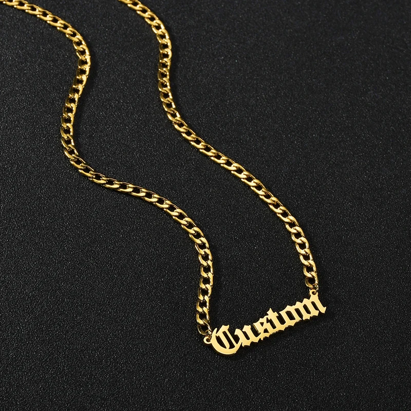 Top Trends: Personalized Custom Name Necklace Pendant Gold Color 4mm NK Chain Customized Nameplate Necklaces For Women Men Handmade Gifts Shoppable Styles - Image 4