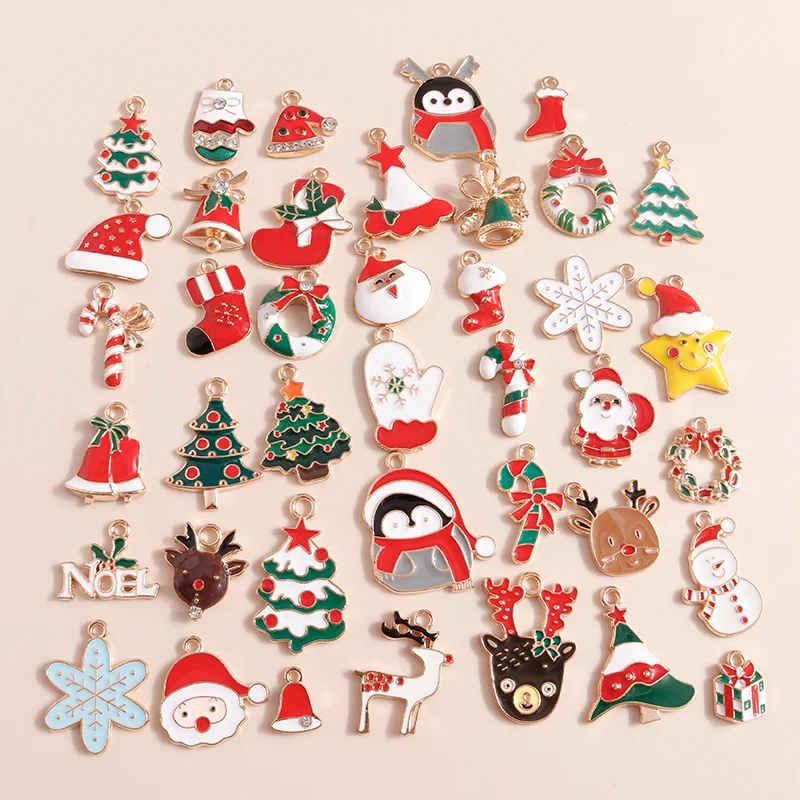 Top Trends: 10pcs / lot Enamel Charms Christmas Tree Santa Claus Boots Bell Charms Pendants For Necklaces Earrings DIY Xmas Jewelry Making Shoppable Styles