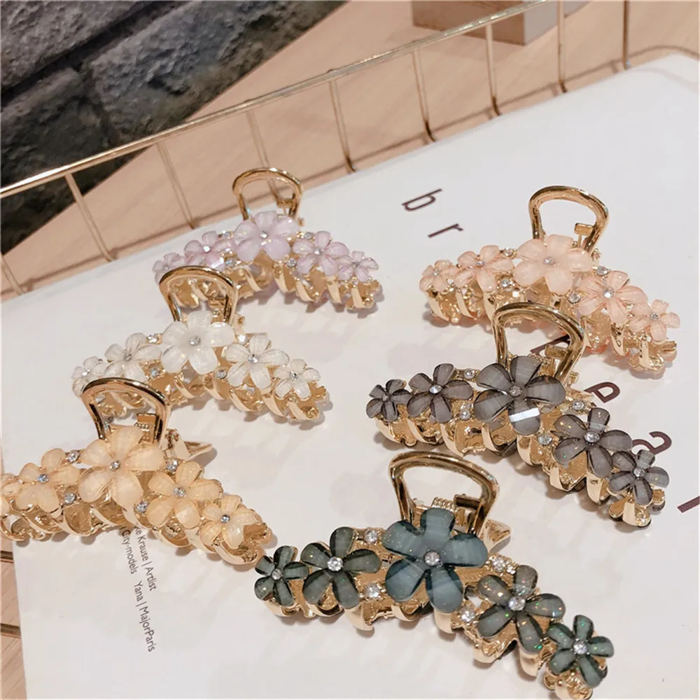 Top Trends: Hair Claw Clip Clamp For Women Girl Flower Floral Rhinestone Pearl Korean Handmade Fashion Head Accessories Mujer Wholesale Shoppable Styles