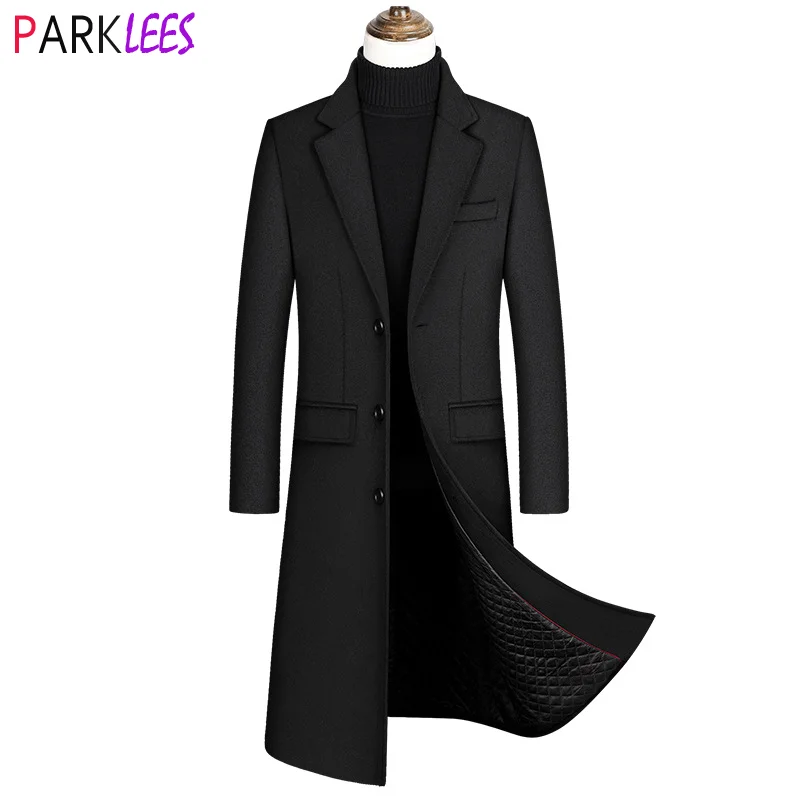 Top Trends: 2023 New Extra Long Wool Trench Coat Male Winter Brand Mens Cashmere Coat Slim Fit Woolen Peacoat Windbreaker Manteau Homme 4XL Shoppable Styles