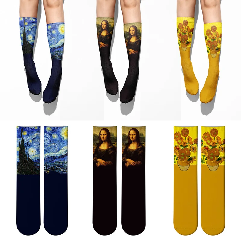 Top Trends: Retro Mona Lisa Socks For Women Unisex Famous Oil Painting Art Socks Funny Happy Men&#039;s Casual Winter Spring Socks Skarpetki Sox Shoppable Styles