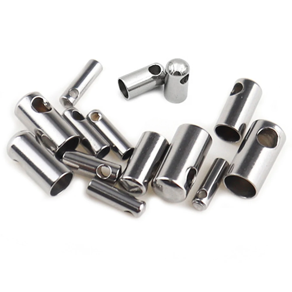 Top Trends: 20pcs Stainless Steel End Caps Crimp Clasps Connector Fit 0.6 , 0.9, 1.2, 1.8, 2.4, 3.2mm Sake Chain Necklace Jewelry Accessories Shoppable Styles - Image 4