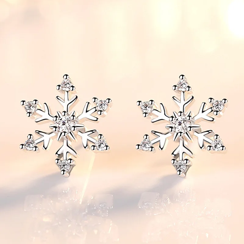 Top Trends: New Lovely Snowflake Charm Earring For Women Christmas Gift Fashion Crystal Zircon Stud Earrings Girls New Year Jewelry Shoppable Styles