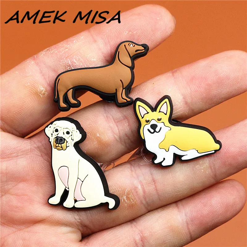 Top Trends: 1pcs Original Shoe Buckle Accessories Novel Cute Labrador Corgi Dachshund Shoes Decoration Clog Pins Charms Bracelets Kids Gifts Shoppable Styles