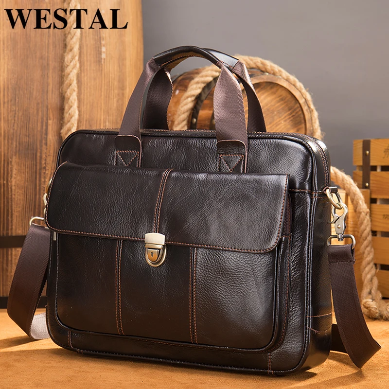 Top Trends: WESTAL Men's Briefcase Genuine Leather Laptop Bag 14 Men's Leather Handbags Office Bag For Men Porte Document Bags For Man 315 Shoppable Styles