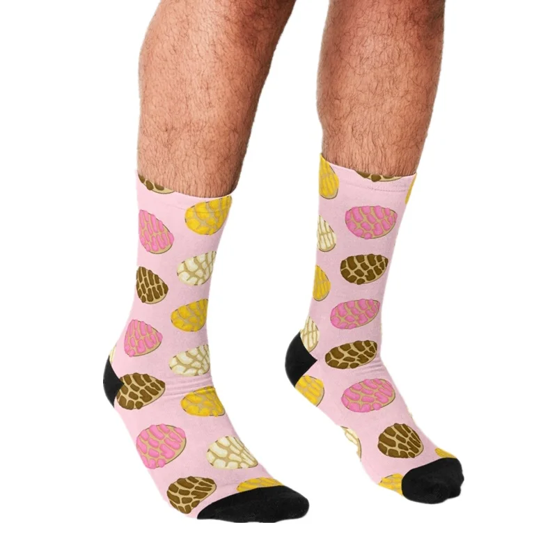 Top Trends: Funny Socks Men Harajuku Mexican Bread Pan Dulce Pink Printed Happy Hip Hop Men Socks Novelty Skateboard Crew Casual Crazy Socks Shoppable Styles