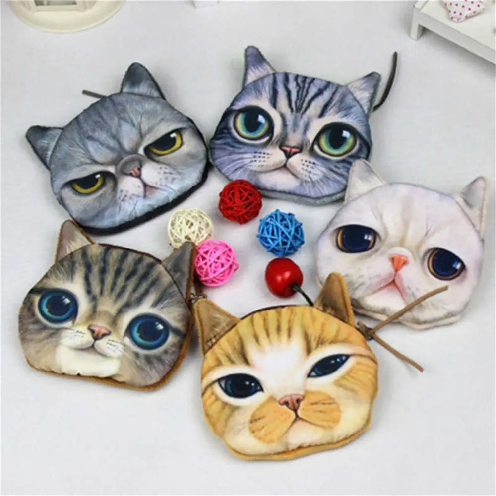 Top Trends: Cute Mini Coin Purse Animal Face Cartoon Cat Dog Bag Plush Zipper Children Girls Wallet Card Key Holder Handbag Bag Headset Bag Shoppable Styles