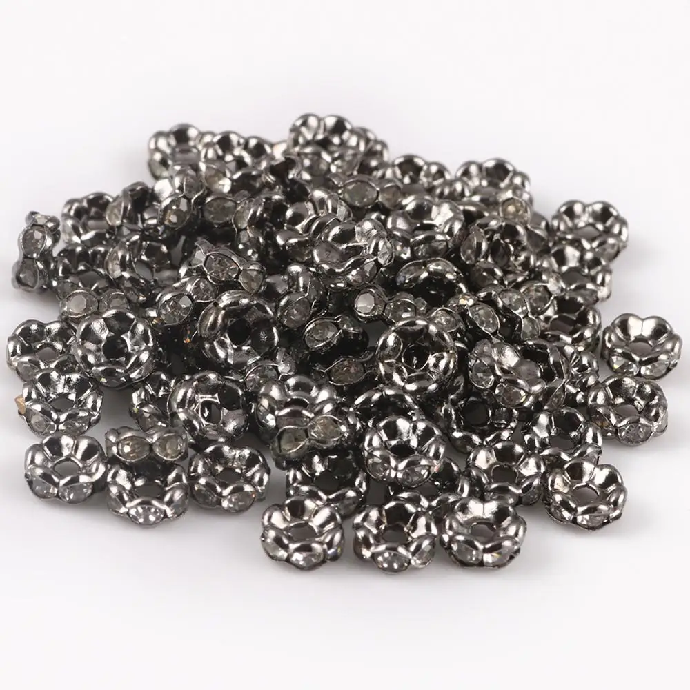 Top Trends: 50pcs Wave Side Metal Black Rhinestone Rondelle Austiran Crystal Big Hole Loose Spacer Beads For Jewelry Making DIY Supplies Shoppable Styles - Image 5