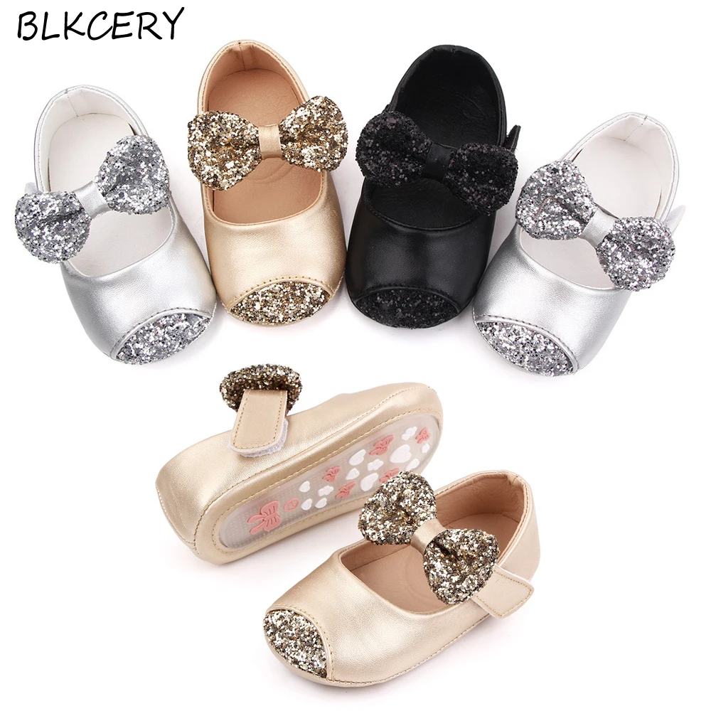 Top Trends: Newborn Baby Girl Shoes Toddler Leather Moccasins First Walker Casual Bling Bows Loafers Infant Doll Shoes For Learning Walking Shoppable Styles