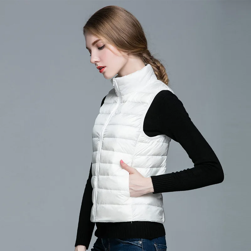 Top Trends: Women Vests 2021 New Winter Ultra Light White Duck Down Vest Female Slim Sleeveless Jacket Women's Windproof Warm Waistcoat Shoppable Styles - Image 6