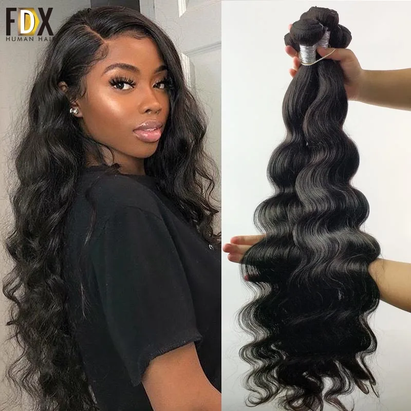 Top Trends: FDX Body Wave Bundles 30 32 34 36 38 40 Inch Bundles 100% Human Hair Bundles Top Quality Brazilian Hair Weave Bundles Remy Hair Shoppable Styles