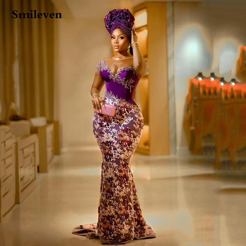 Top Trends: Smileven Sexy Purple Merrmaid Lace Evening Dress New Designed Prom Dresses Saudi Arabia Formal Evening Party Gowns Shoppable Styles