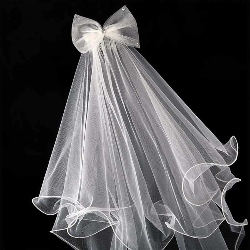 Top Trends: Wedding Veil With Comb For Kids Wedding Hair Accessories For Girls 2 Tier Bow Embellishment Props For Photo Taking Shoppable Styles